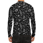 Black And White Egyptian Pattern Print Men's Long Sleeve Rash Guard