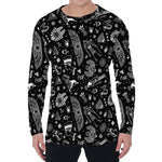 Black And White Egyptian Pattern Print Men's Long Sleeve T-Shirt