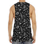 Black And White Egyptian Pattern Print Men's Muscle Tank Top
