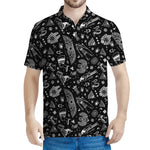 Black And White Egyptian Pattern Print Men's Polo Shirt