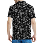 Black And White Egyptian Pattern Print Men's Polo Shirt