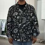 Black And White Egyptian Pattern Print Men's Shirt Jacket