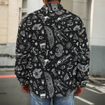 Black And White Egyptian Pattern Print Men's Shirt Jacket