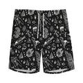 Black And White Egyptian Pattern Print Men's Athletic Shorts