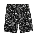 Black And White Egyptian Pattern Print Men's Sports Shorts