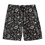 Black And White Egyptian Pattern Print Men's Swim Trunks