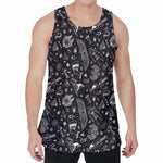 Black And White Egyptian Pattern Print Men's Velvet Tank Top