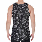 Black And White Egyptian Pattern Print Men's Velvet Tank Top