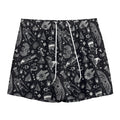 Black And White Egyptian Pattern Print Mesh Shorts