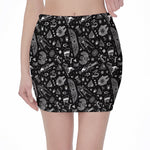 Black And White Egyptian Pattern Print Pencil Mini Skirt