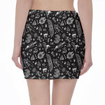 Black And White Egyptian Pattern Print Pencil Mini Skirt