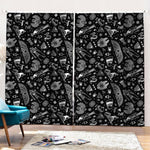 Black And White Egyptian Pattern Print Pencil Pleat Curtains