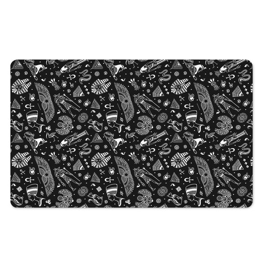 Black And White Egyptian Pattern Print Polyester Doormat