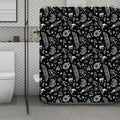 Black And White Egyptian Pattern Print Polyester Shower Curtain