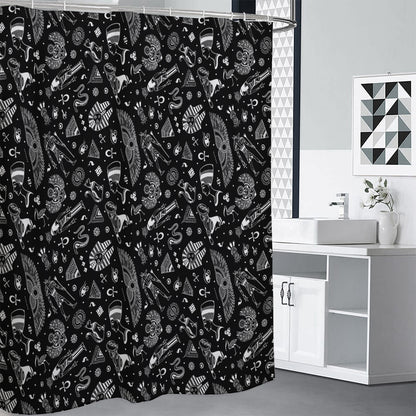 Black And White Egyptian Pattern Print Premium Shower Curtain