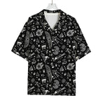Black And White Egyptian Pattern Print Rayon Hawaiian Shirt