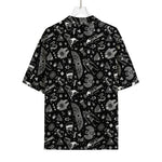 Black And White Egyptian Pattern Print Rayon Hawaiian Shirt