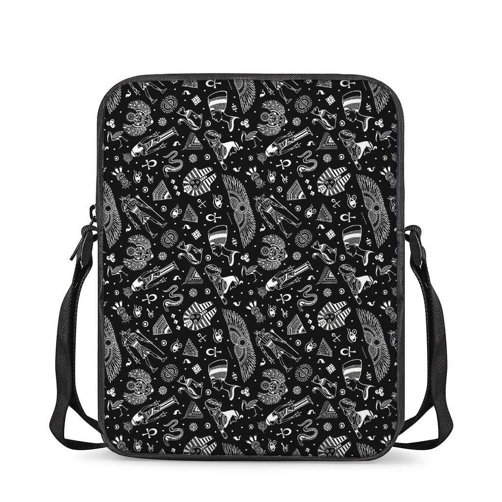 Black And White Egyptian Pattern Print Rectangular Crossbody Bag
