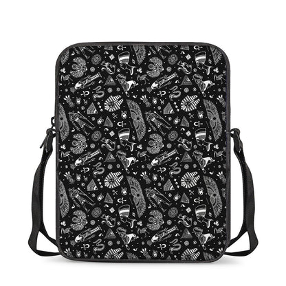 Black And White Egyptian Pattern Print Rectangular Crossbody Bag