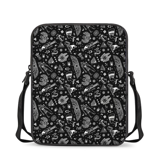 Black And White Egyptian Pattern Print Rectangular Crossbody Bag