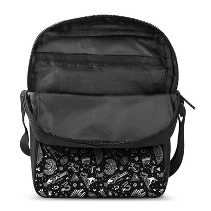 Black And White Egyptian Pattern Print Rectangular Crossbody Bag