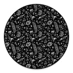 Black And White Egyptian Pattern Print Round Floor Mat