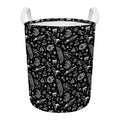Black And White Egyptian Pattern Print Round Laundry Basket