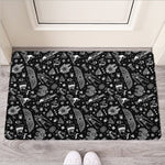 Black And White Egyptian Pattern Print Rubber Doormat
