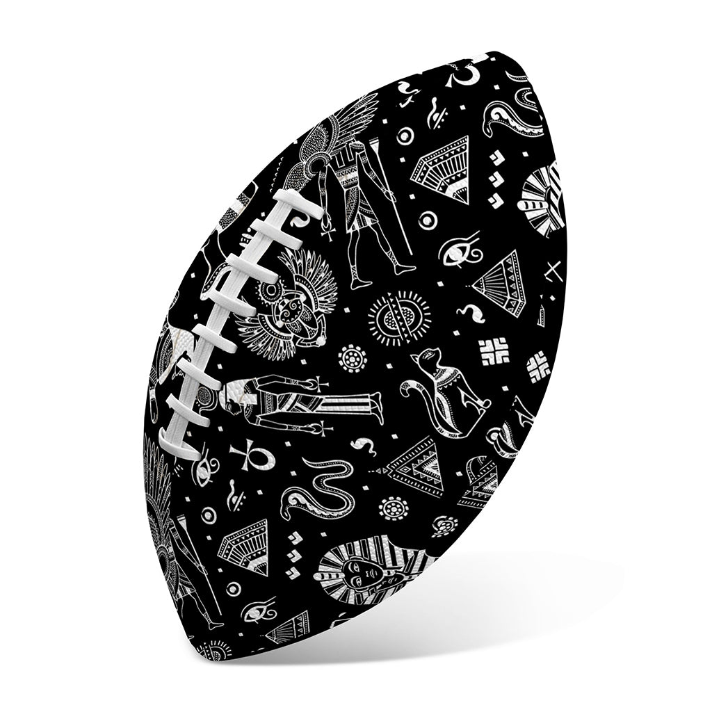 Black And White Egyptian Pattern Print Rugby Ball