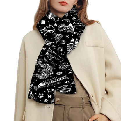 Black And White Egyptian Pattern Print Scarf