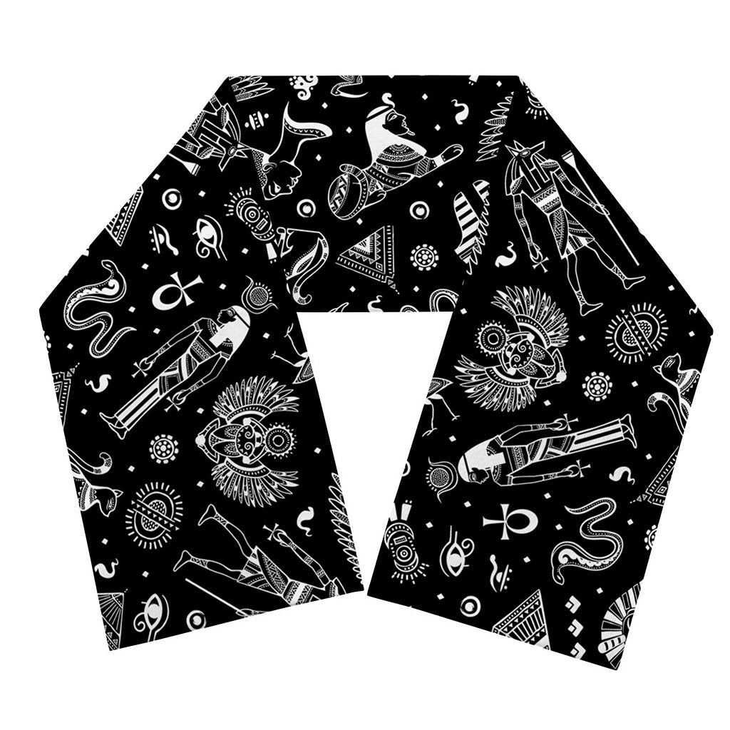 Black And White Egyptian Pattern Print Scarf