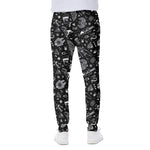 Black And White Egyptian Pattern Print Scuba Joggers
