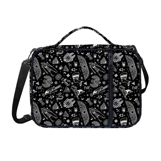 Black And White Egyptian Pattern Print Shoulder Strap Bible Bag