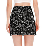 Black And White Egyptian Pattern Print Side Slit Mini Skirt