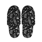 Black And White Egyptian Pattern Print Slippers