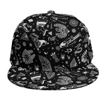 Black And White Egyptian Pattern Print Snapback Cap