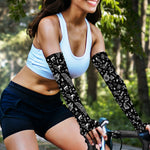 Black And White Egyptian Pattern Print Sun Protection Arm Sleeves