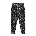 Black And White Egyptian Pattern Print Sweatpants