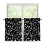 Black And White Egyptian Pattern Print Tier Curtains