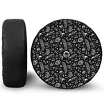 Black And White Egyptian Pattern Print Tire Cover With Camera Hole