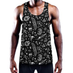 Black And White Egyptian Pattern Print Training Tank Top
