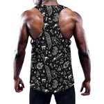 Black And White Egyptian Pattern Print Training Tank Top