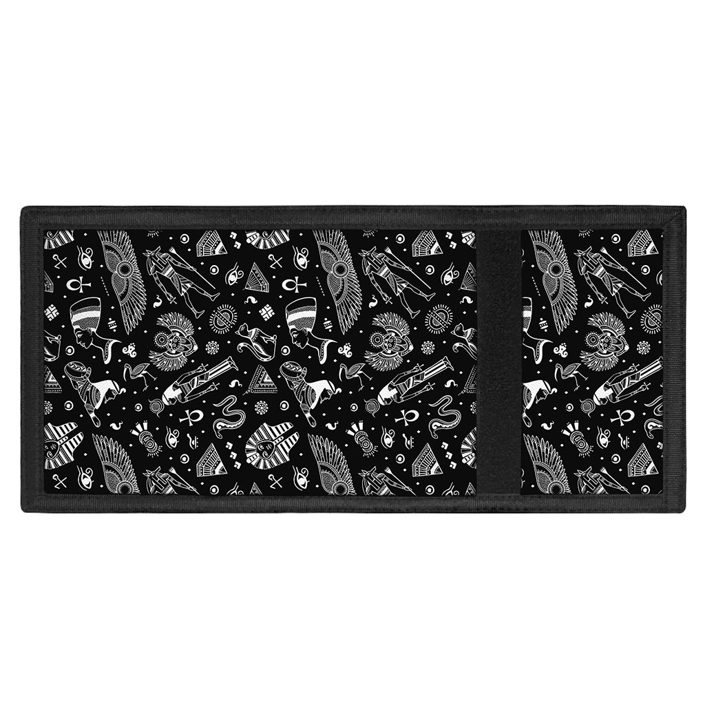 Black And White Egyptian Pattern Print Trifold Wallet
