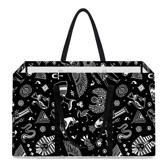 Black And White Egyptian Pattern Print Utility Tote Bag