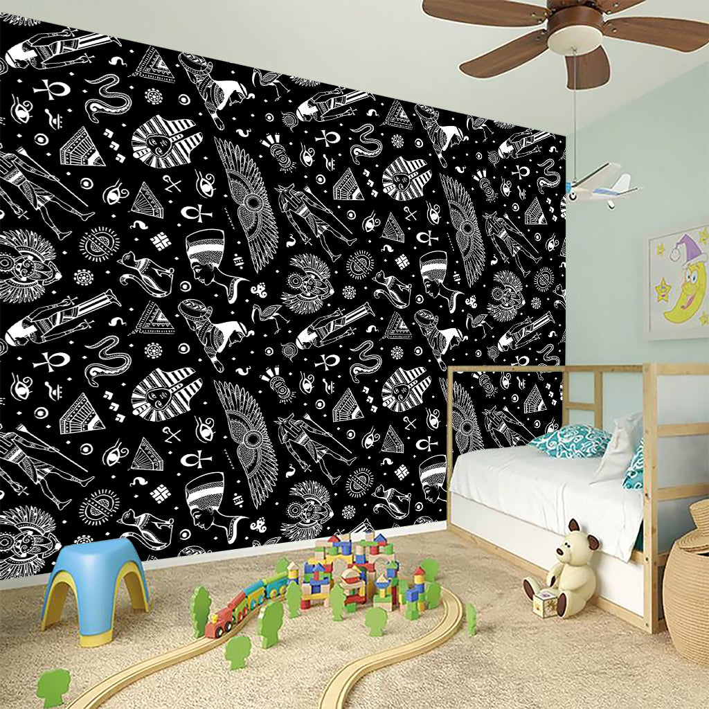 Black And White Egyptian Pattern Print Wall Sticker