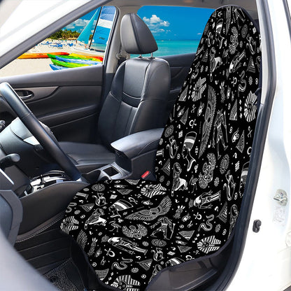 Black And White Egyptian Pattern Print Waterproof Car Seat Cover