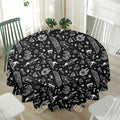Black And White Egyptian Pattern Print Waterproof Round Tablecloth