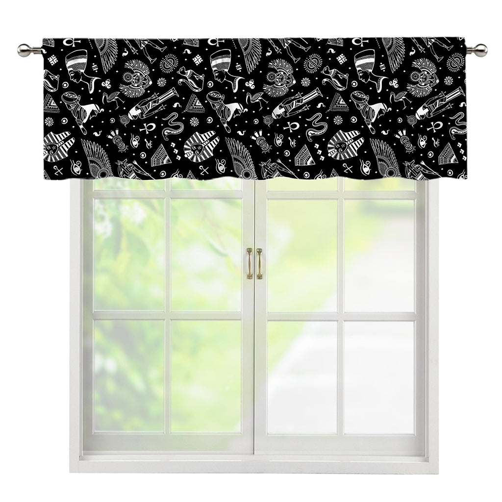 Black And White Egyptian Pattern Print Window Valance