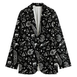 Black And White Egyptian Pattern Print Women's Blazer