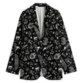 Black And White Egyptian Pattern Print Women's Cotton Blazer